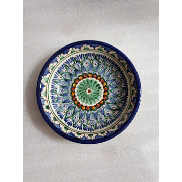 Порционная тарелка глубокая Риштан 19 см узбекская керамика