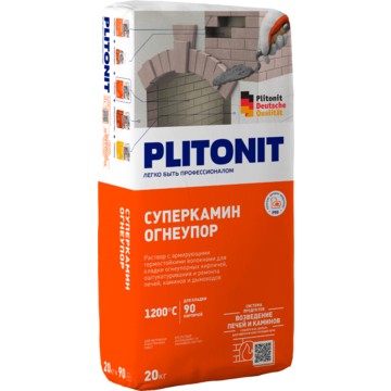 Раствор с армирующими волокнами PLITONIT СуперКамин ОгнеУпор 20 кг