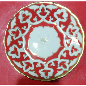 Тарелка Пахта 15 см (красная) узбекский фарфор