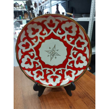 Тарелка Пахта 28 см (красная) узбекский фарфор