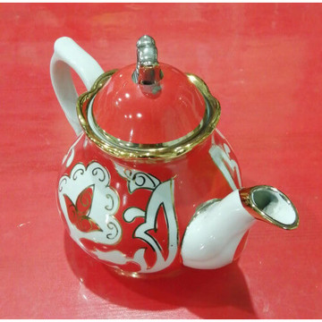 Заварочный чайник Пахта 1 л (красная) узбекский фарфор