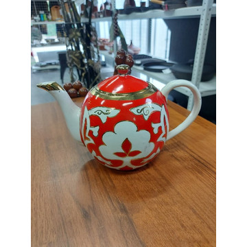 Заварочный чайник Пахта 1,5 л (красная) узбекский фарфор