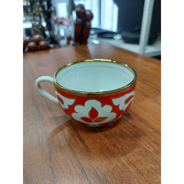 Чашка для чая Пахта 0.22 л (красная) узбекский фарфор