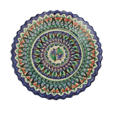 Ляган Риштан 41 см резной узбекская керамика