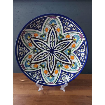 Ляган Оригинал синяя 40 см узбекский фарфор
